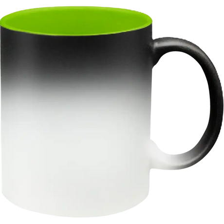 Taza de cerámica 11oz Mágica Color Negro Interior De Colores  (Caja de 6)