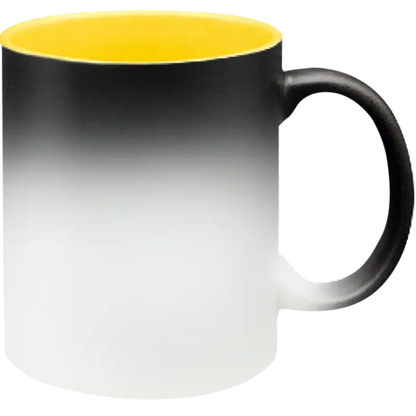 Taza de cerámica 11oz Mágica Color Negro Interior De Colores  (Caja de 6)