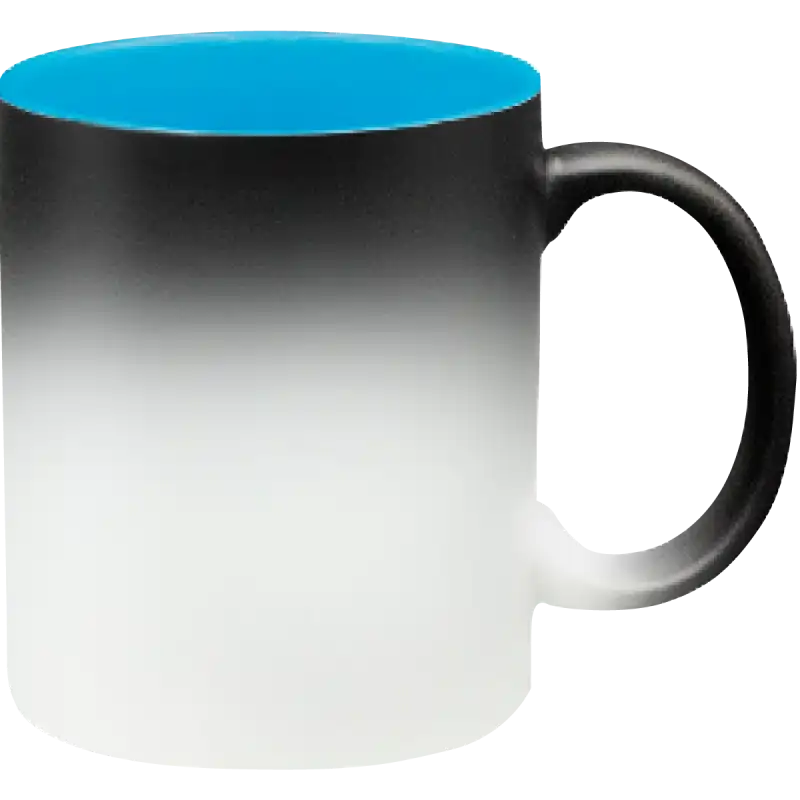 Taza de cerámica 11oz Mágica Color Negro Interior De Colores (Caja de 12)