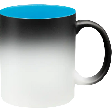 Taza de cerámica 11oz Mágica Color Negro Interior De Colores  (Caja de 6)