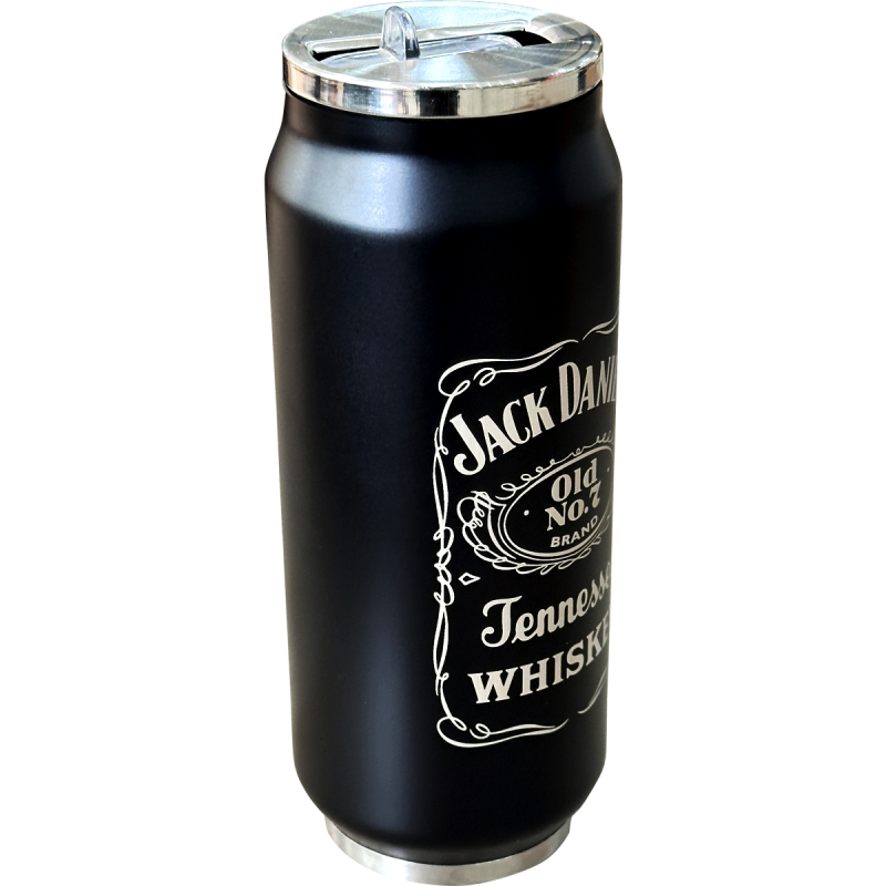 Termo Lata de acero 500ml Foro Negro Mate (Caja de 5)