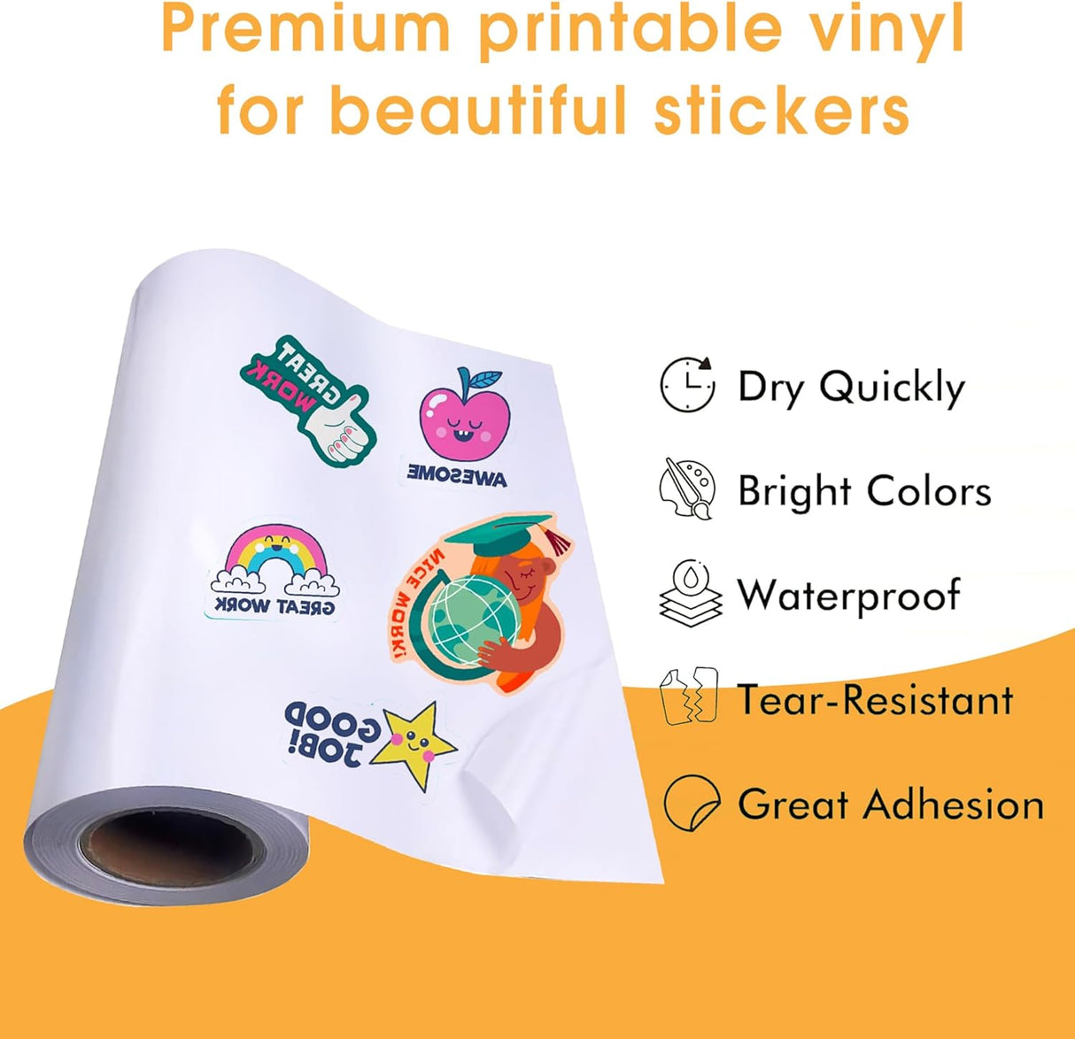 Rollo de Vinil Imprimible Inkjet 2" Núcleo – 10 m (Compatible Epson T3170 con Tinta Pigmentada)