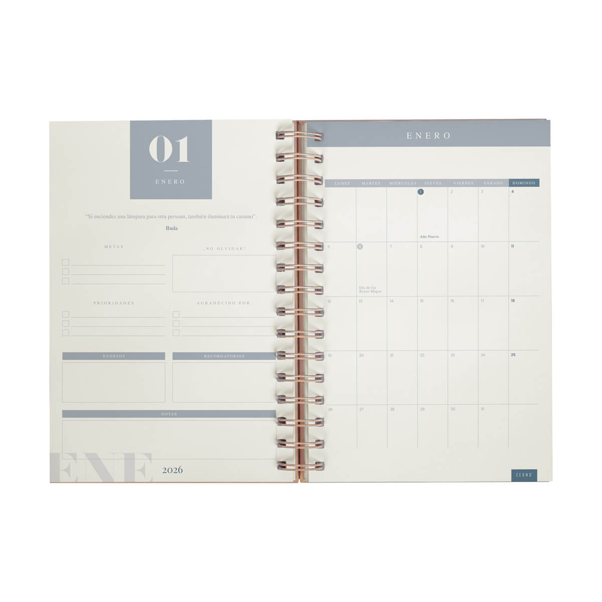 AGENDA DIARIA LETTE 2026 - ROSA