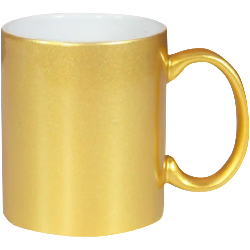 Taza de cerámica dorada y plateada. Reforzada (Caja de 36 pzas) Blue Heat