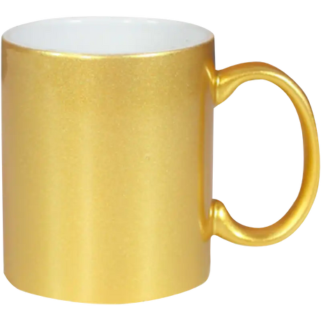 Taza de cerámica dorada y plateada. Reforzada (Caja de 36 pzas) Blue Heat