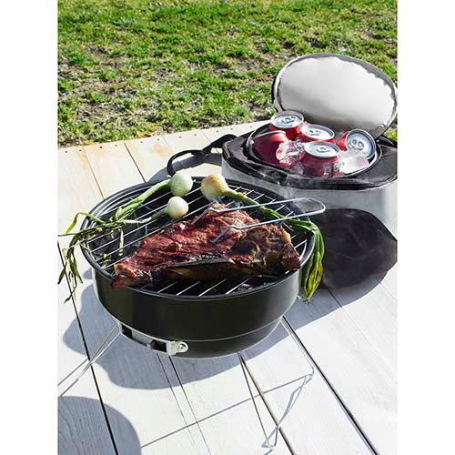 ASADOR CON HIELERA CAMPING - NEGRO