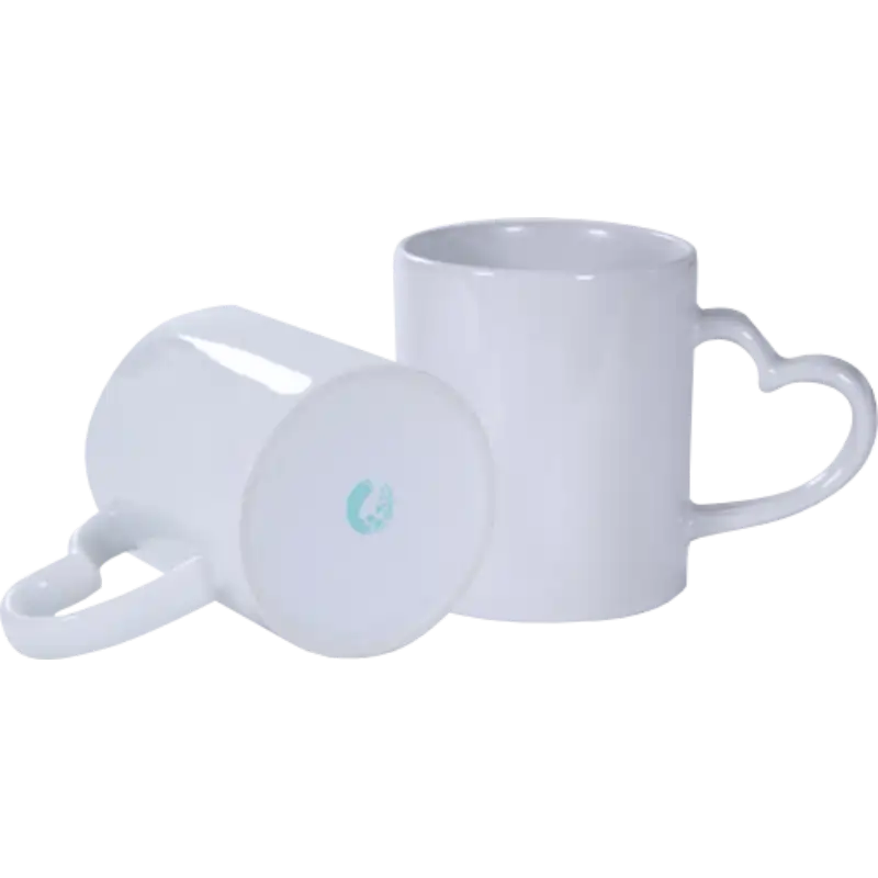 Taza de cerámica 11oz Blanca Pareja con asa de Corazón (Caja de 12) Color Make