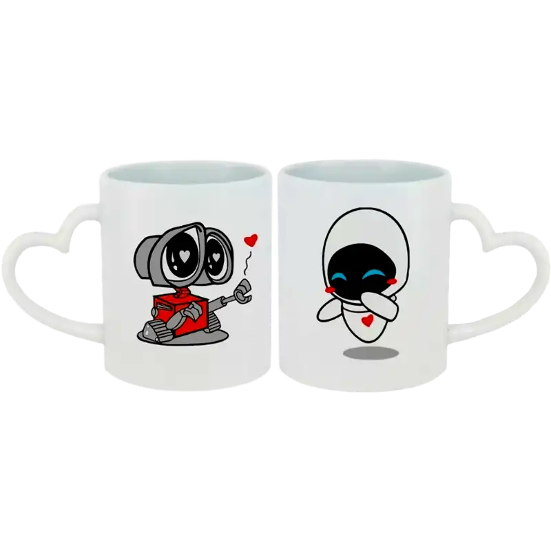 Taza de cerámica 11oz Blanca Pareja con asa de Corazón (Caja de 12) Color Make