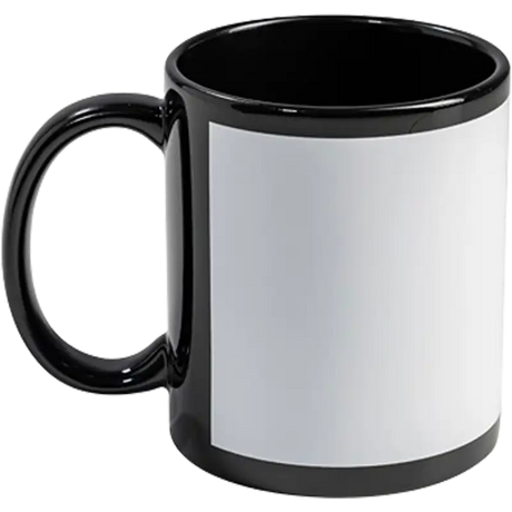 Taza de cerámica 11oz Negra  Ventana blanca (Caja de 36) Color Make