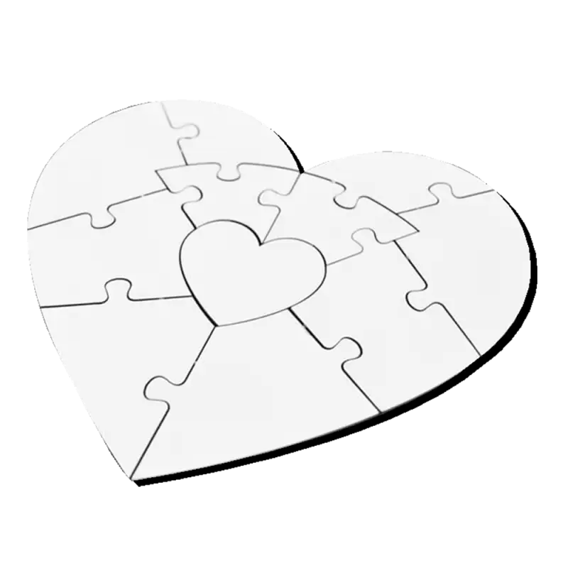 Rompecabezas de MDF Sublimable 11 Piezas Corazón 3mm (Caja de 24) Color Make