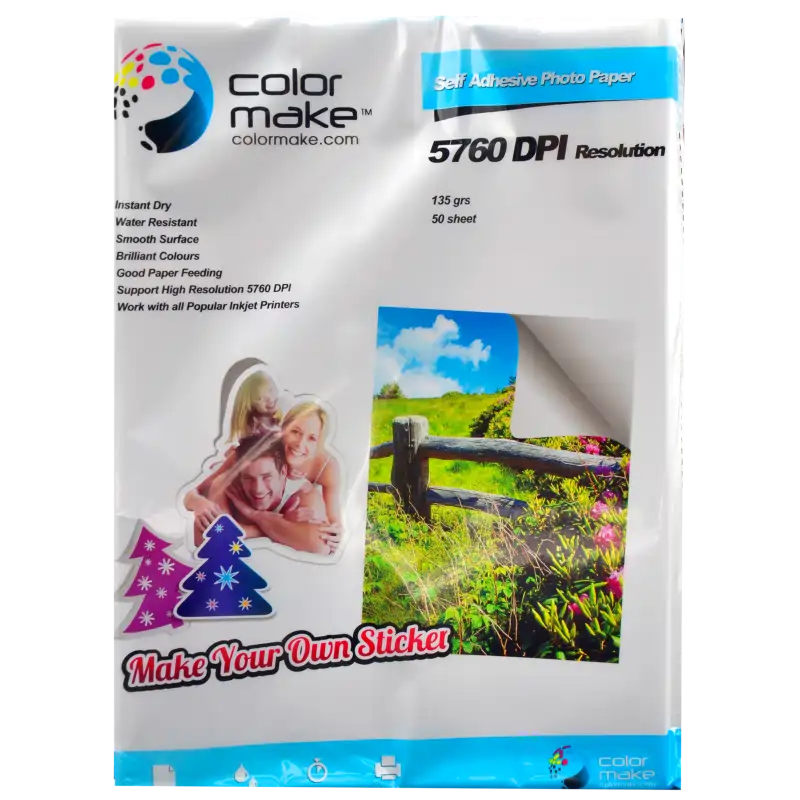 Papel fotográfico Adhesivo 135gr  Tamaño Carta (Caja de 20) Color Make