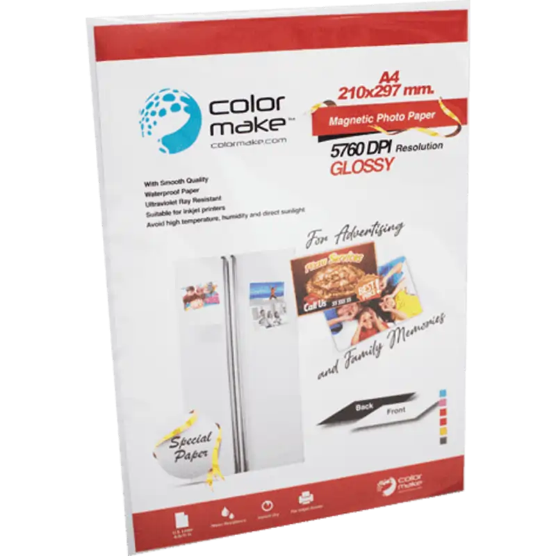Papel fotográfico Magnético Tamaño A4 ( Paq de 5 Hojas) Color Make