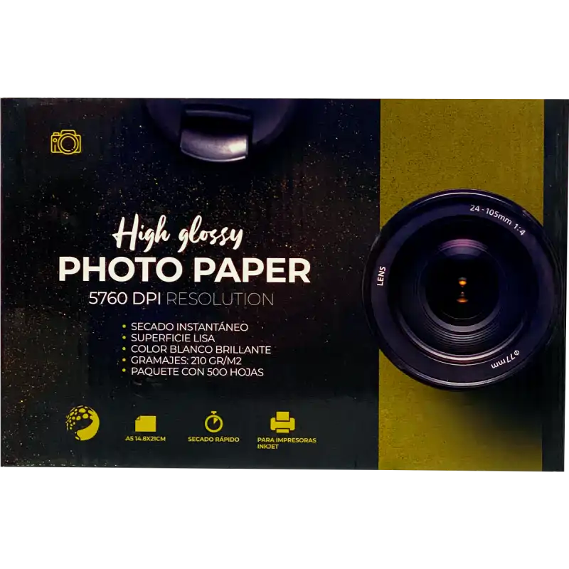 Papel fotográfico 210gr Tamaño A5 Paquete de 500 hojas Color Make