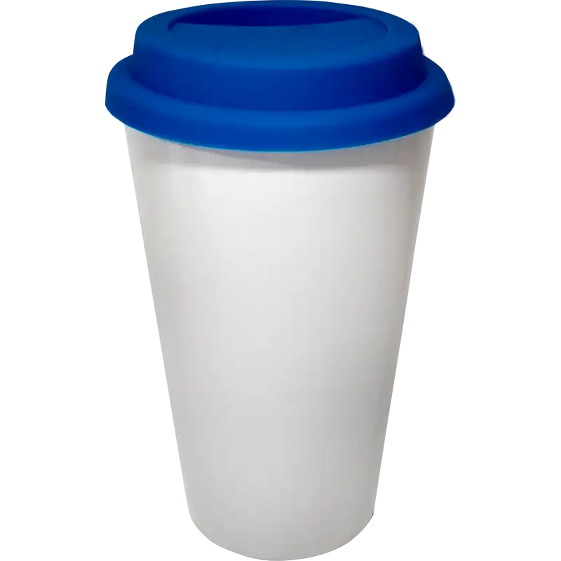 Vaso Tumbler de cerámica 15oz. Cónico con tapa de silicón