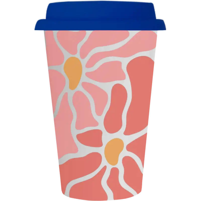 Vaso Tumbler de cerámica 15oz. Cónico con tapa de silicón