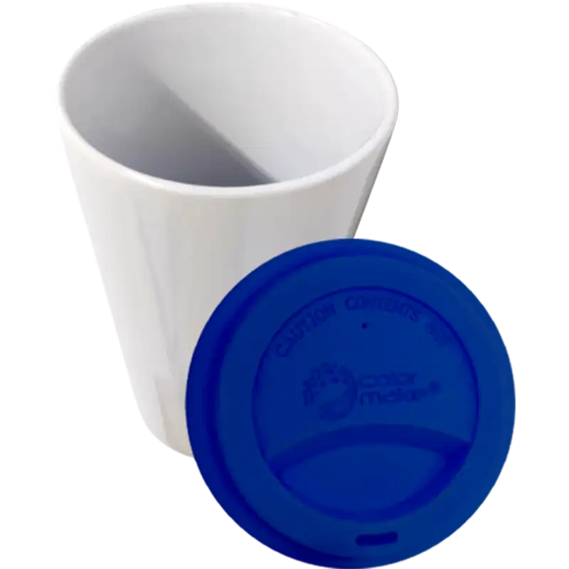 Vaso Tumbler de cerámica 15oz. Cónico con tapa de silicón