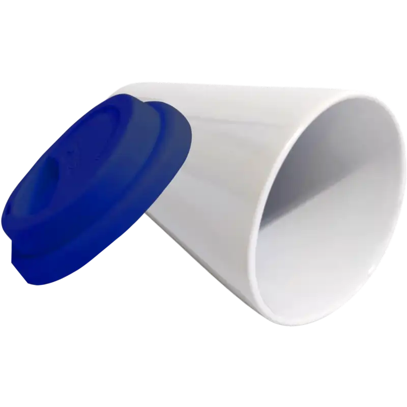 Vaso Tumbler de cerámica 15oz. Cónico con tapa de silicón