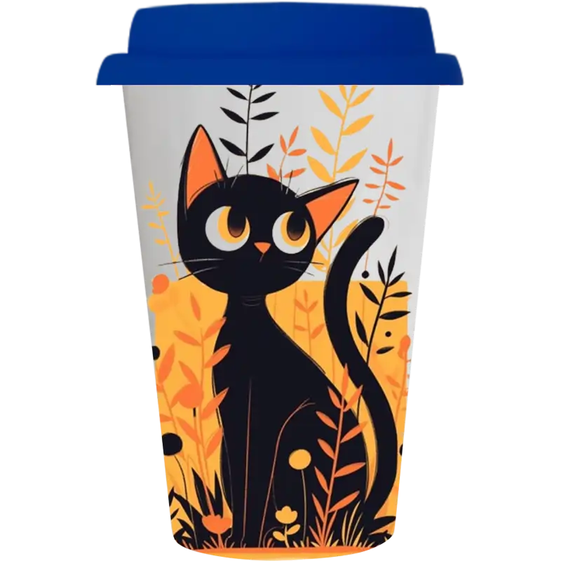 Vaso Tumbler de cerámica 15oz. Cónico con tapa de silicón