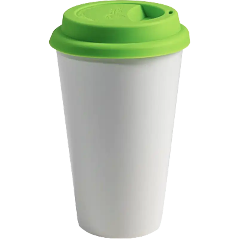 Vaso Tumbler de cerámica 15oz. Cónico con tapa de silicón