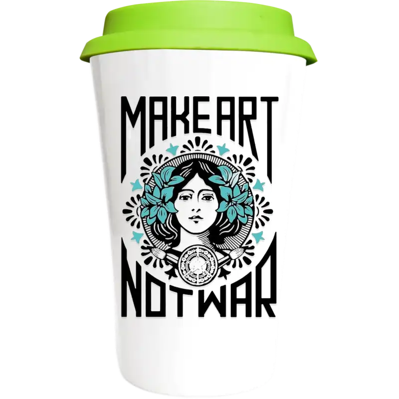 Vaso Tumbler de cerámica 15oz. Cónico con tapa de silicón