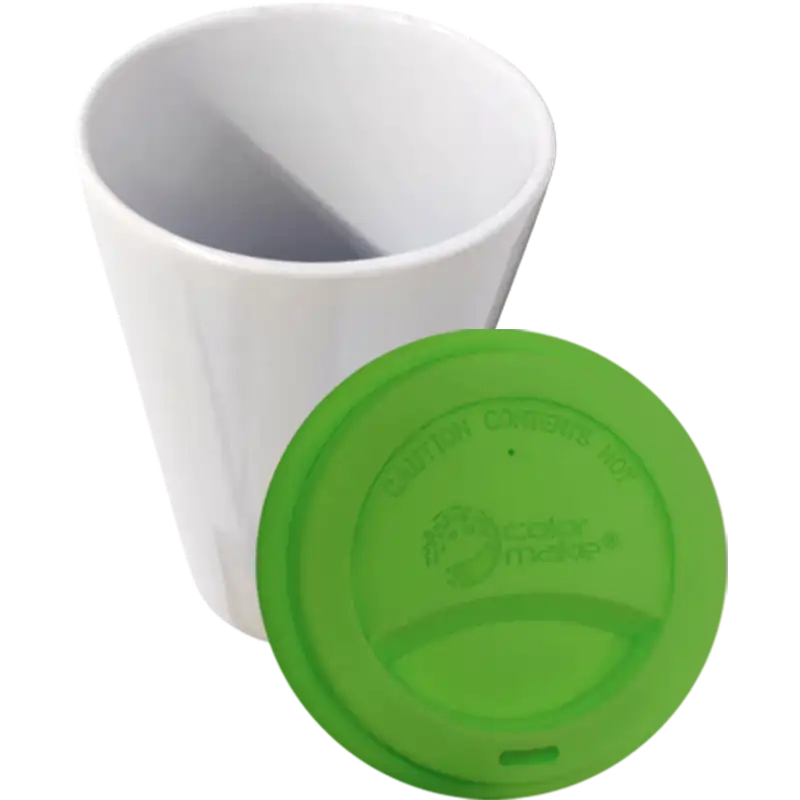 Vaso Tumbler de cerámica 15oz. Cónico con tapa de silicón