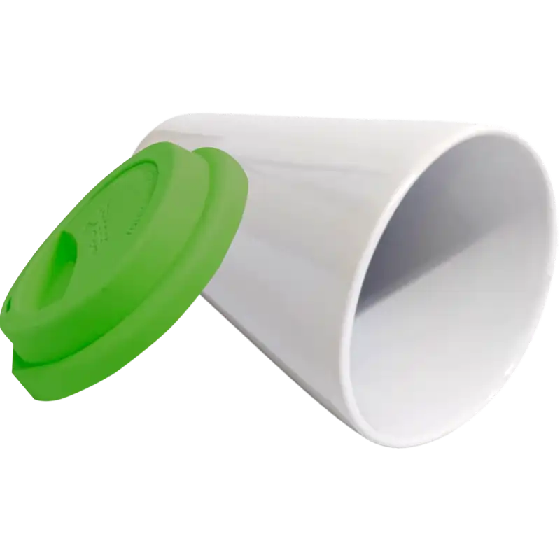 Vaso Tumbler de cerámica 15oz. Cónico con tapa de silicón