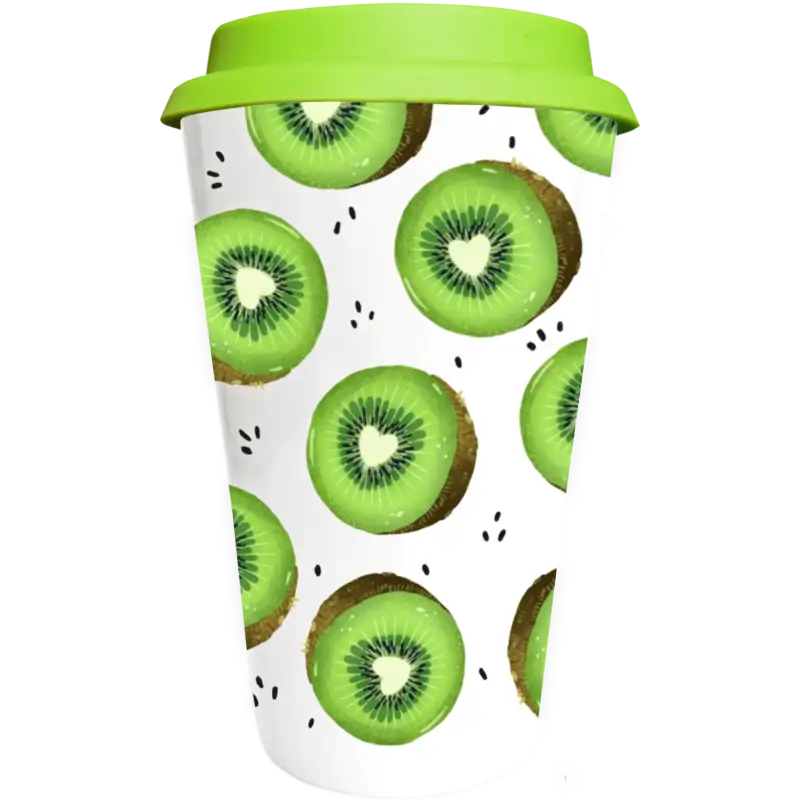 Vaso Tumbler de cerámica 15oz. Cónico con tapa de silicón