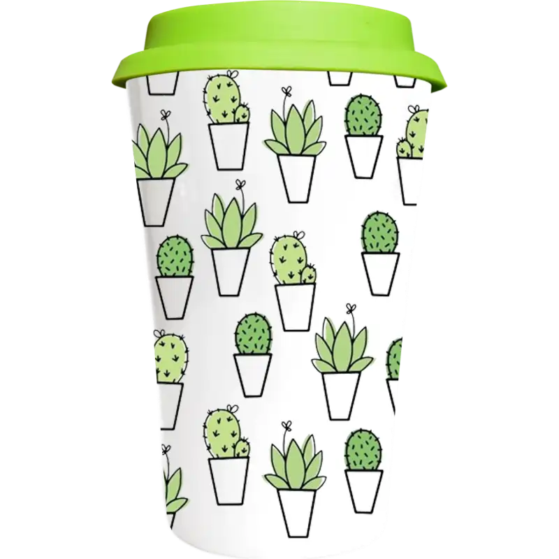 Vaso Tumbler de cerámica 15oz. Cónico con tapa de silicón