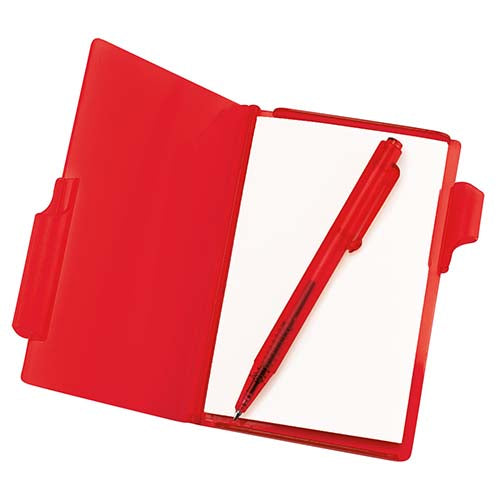 BLOCK DE NOTAS CON BOLÍGRAFO - ROJO