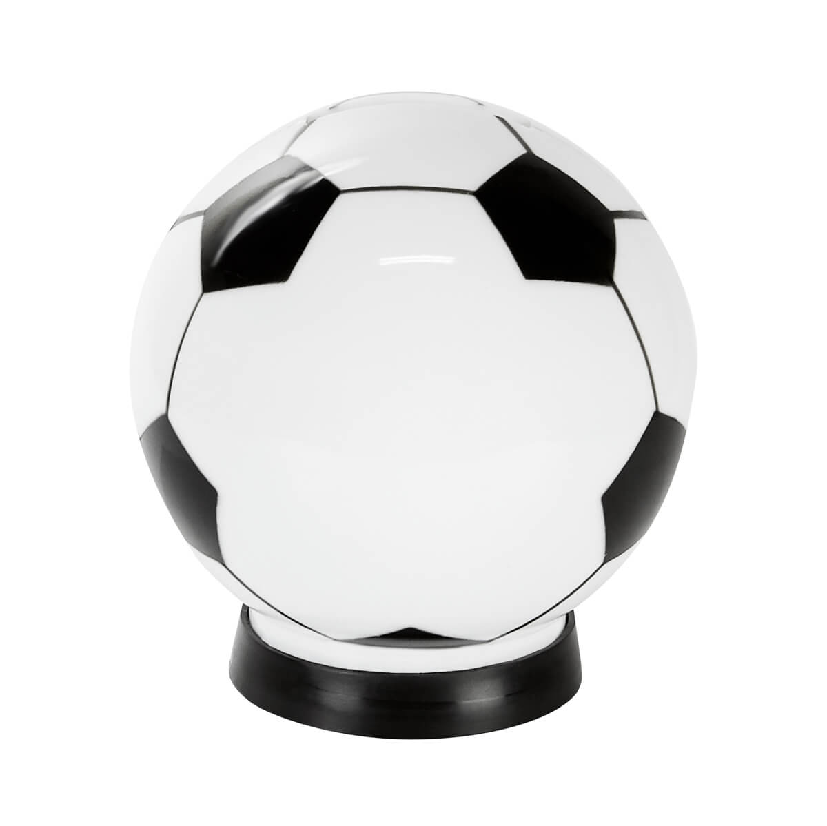ALCANCÍA EN FORMA DE BALÓN - BLANCO CON NEGRO