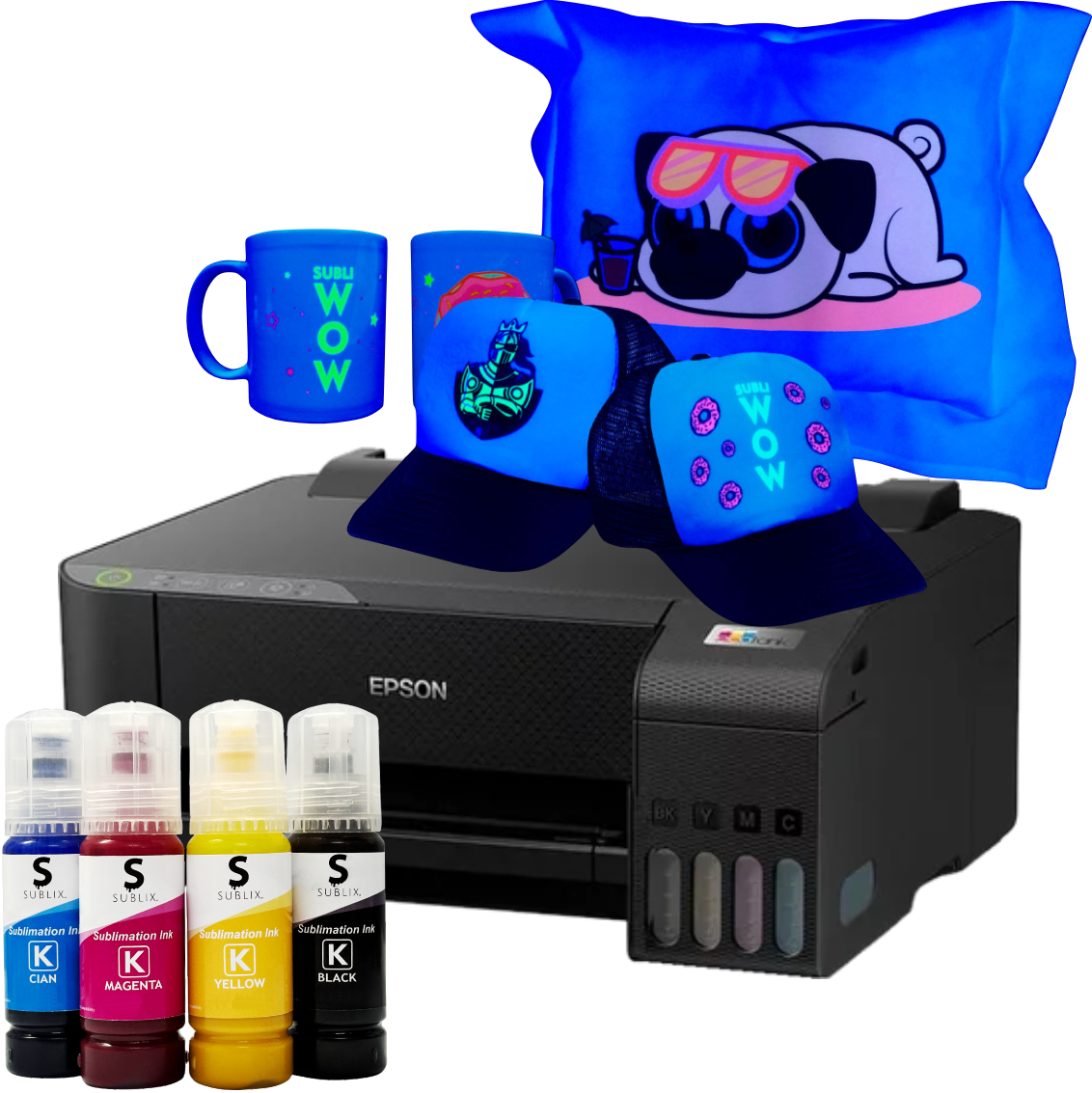 Impresora EPSON L1250 + Kit De Sublimación Con Tintas Fluor