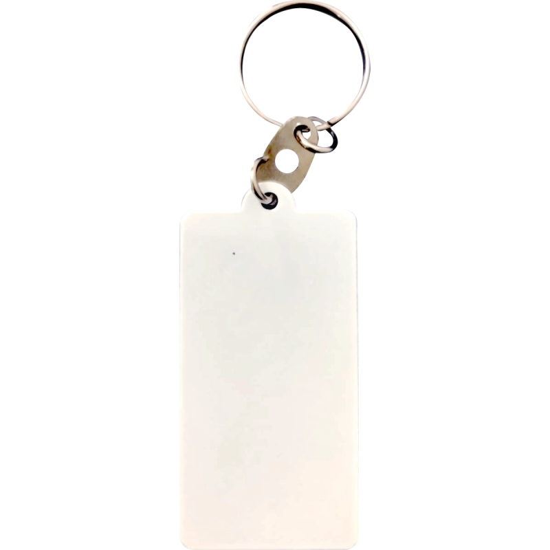 Llavero de Acero Blanco Rectangular con Herraje