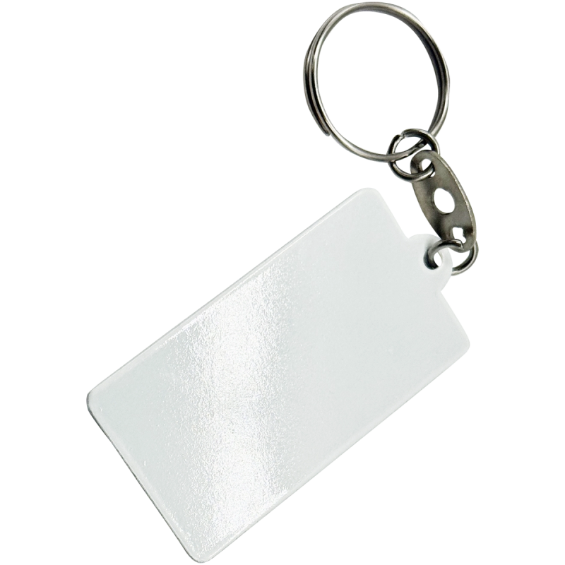 Llavero de Acero Blanco Rectangular con Herraje