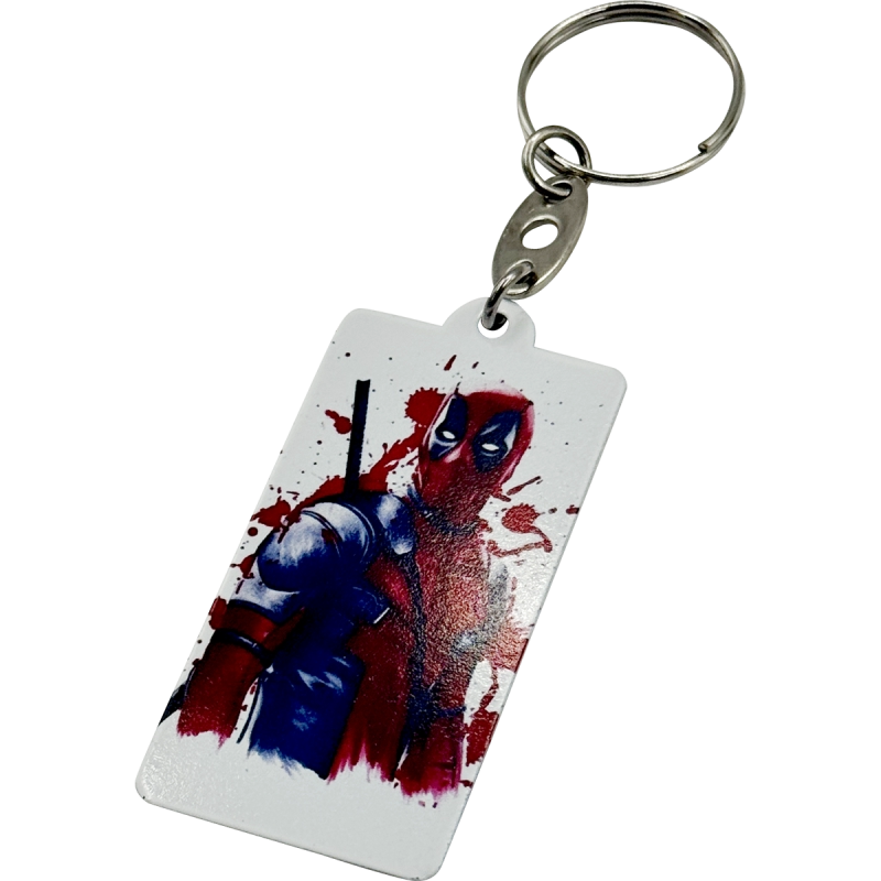 Llavero de Acero Blanco Rectangular con Herraje