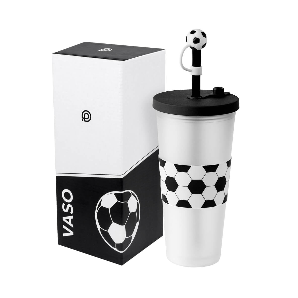 VASO SOCCER - BLANCO CON NEGRO