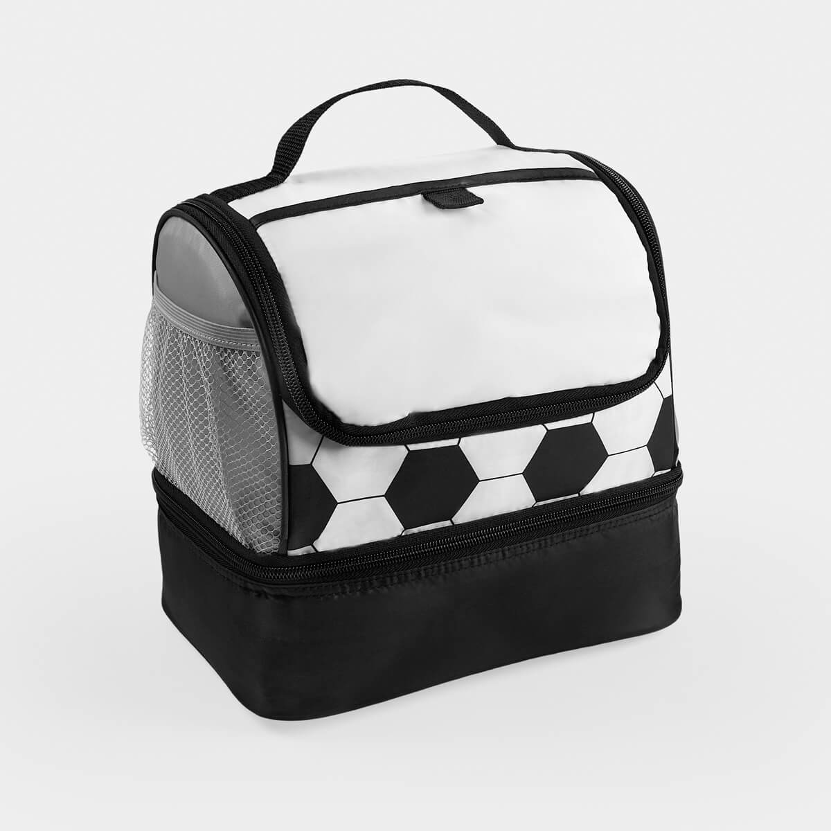 LONCHERA SOCCER - BLANCO CON NEGRO