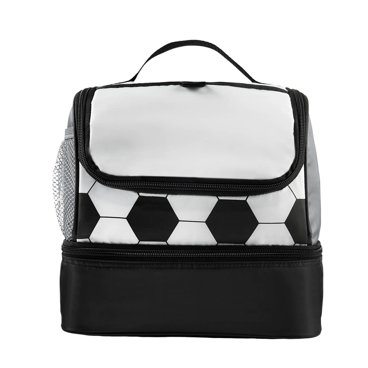 LONCHERA SOCCER - BLANCO CON NEGRO