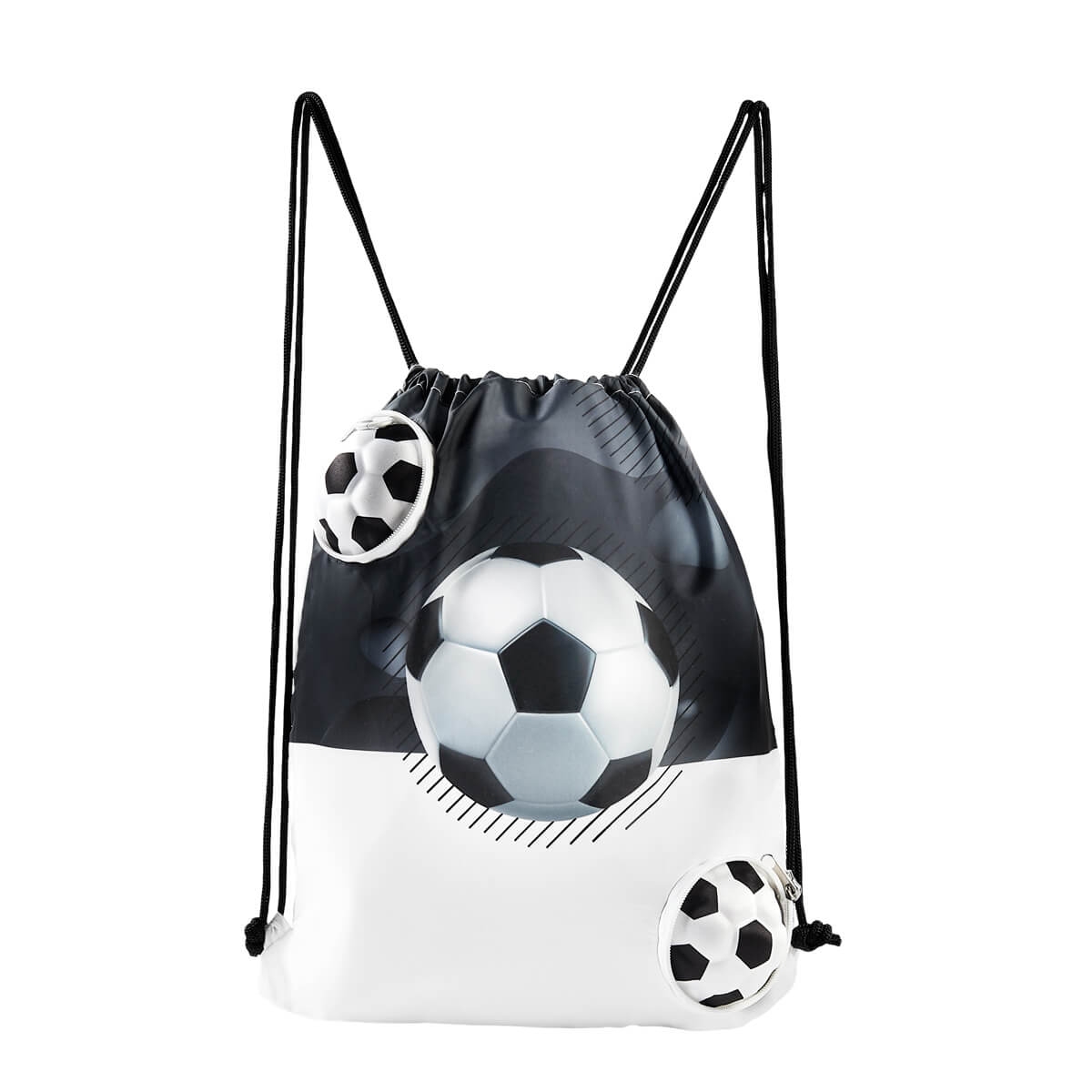 BOLSA-MOCHILA MÁGICA SOCCER - BLANCO CON NEGRO