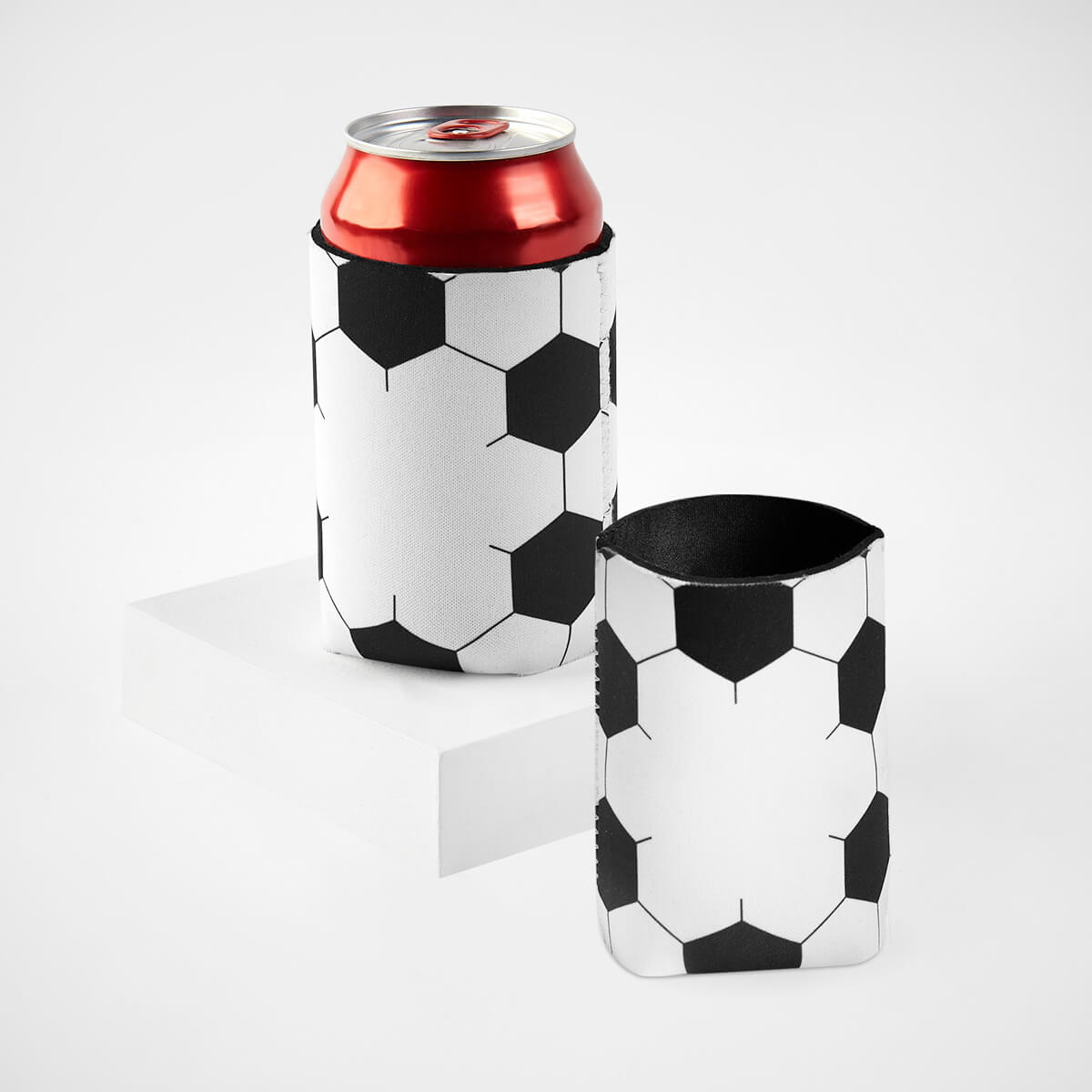 PORTA LATAS SOCCER - BLANCO CON NEGRO