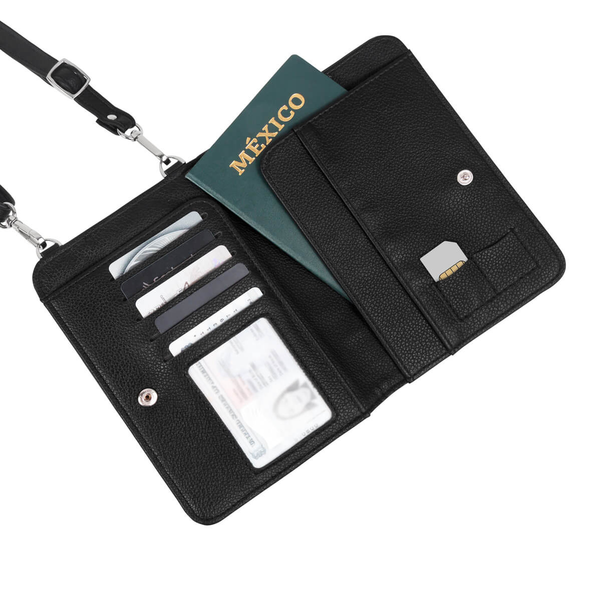 CARTERA PORTA PASAPORTE AVELINE - NEGRO