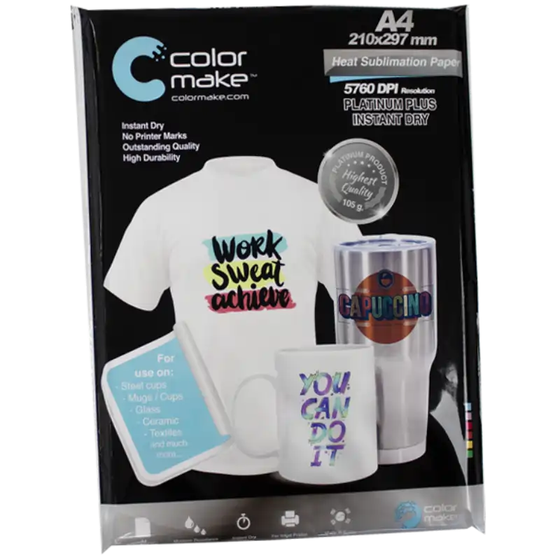 Papel de Sublimación A4. Platinum Plus Secado Instantáneo. Color Make