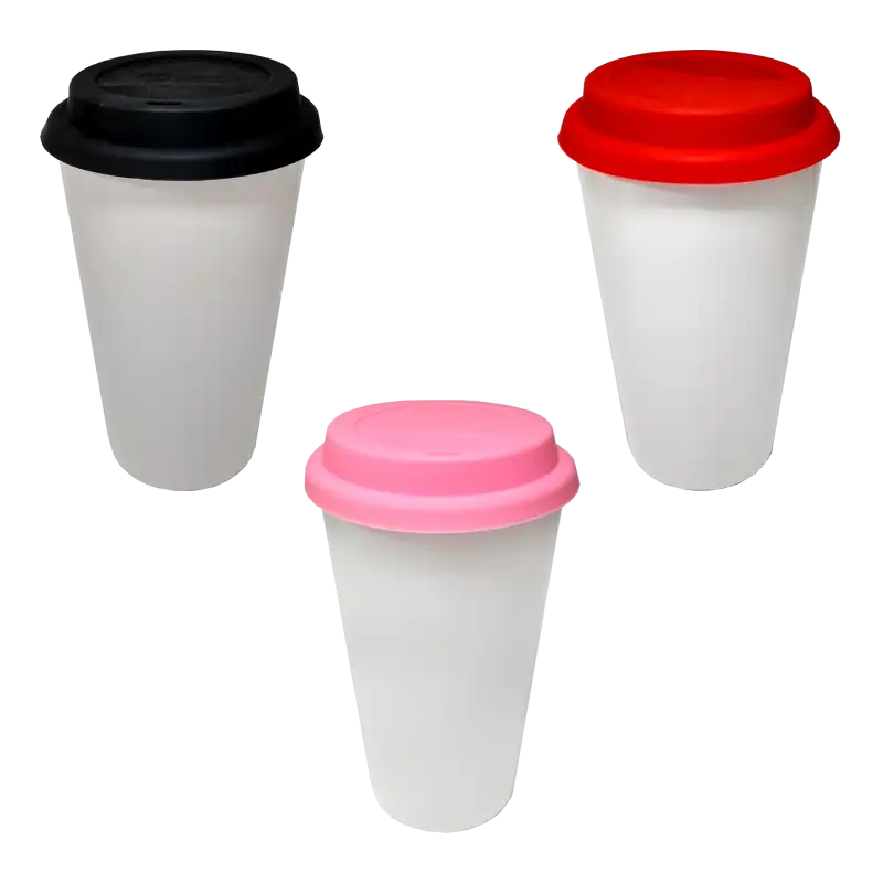 Vaso Tumbler de cerámica 15oz Cónico tapa de silicón (Caja de 36) Color Make