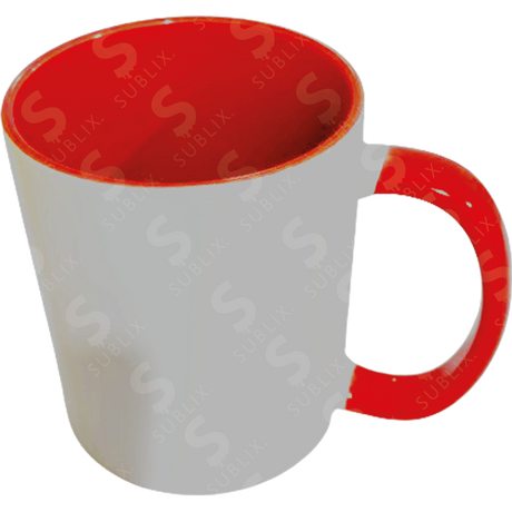 Taza de cerámica 11oz. Blanca. Interior y asa color rojo ColorMake