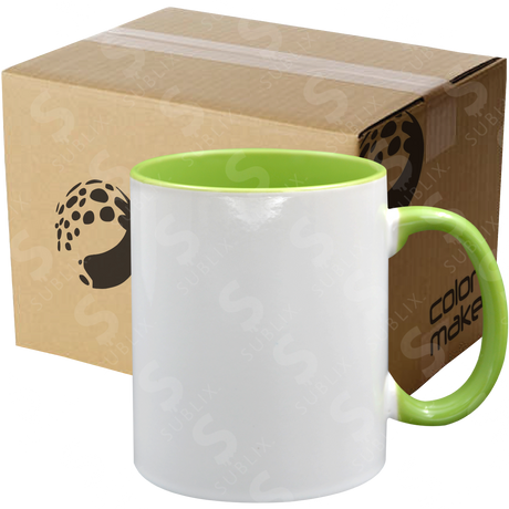 Taza de cerámica 11oz Blanca Interior y asa de colores (Caja de 36) Color Make