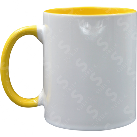 Taza de cerámica 11oz. Blanca. Interior y asa color amarillo ColorMake