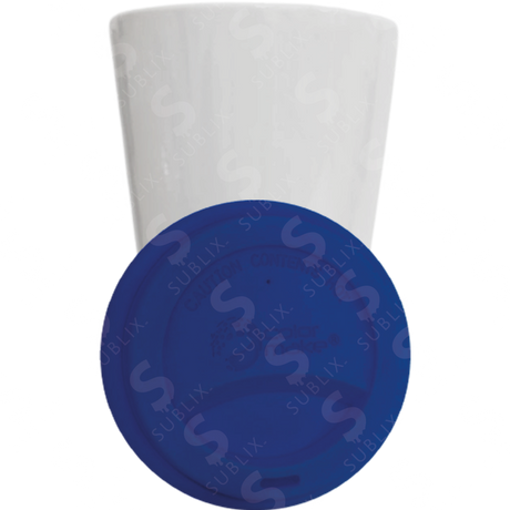 Vaso Tumbler de cerámica 15oz. Cónico con tapa de silicón color azul ColorMake