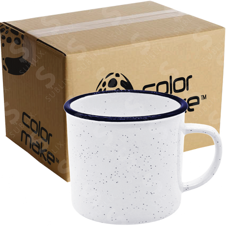 Taza de peltre 11oz Borde Azul (Caja de 16 pzas) Color Make