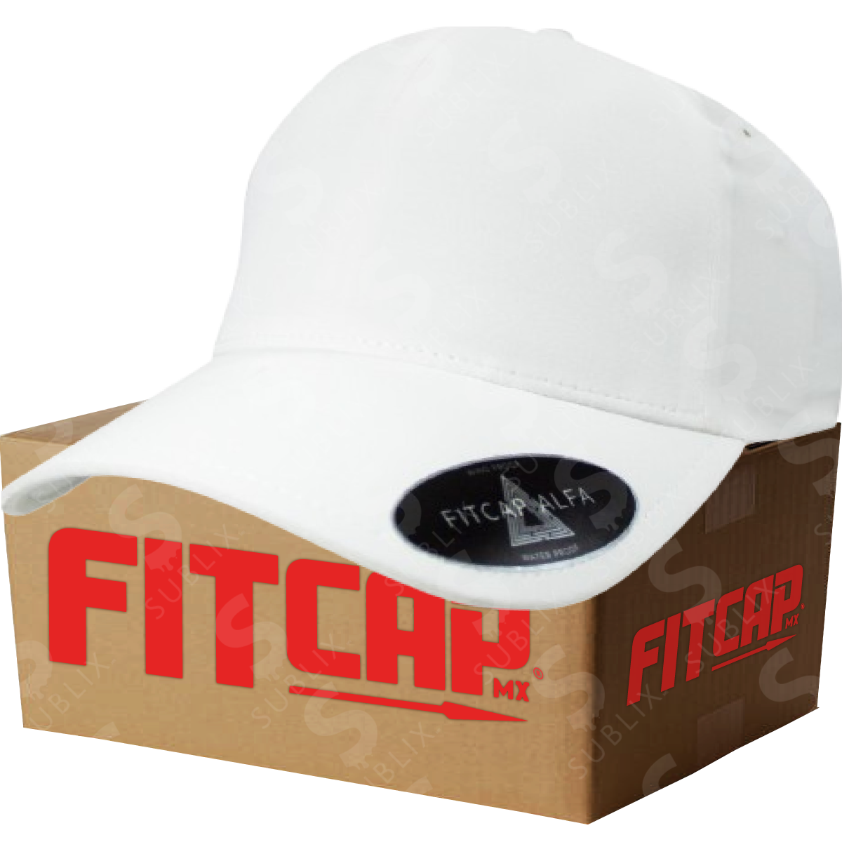 Gorra FitCap Adulto Modelo Alfa No 010 Color Blanco (Caja de 6 pzas)