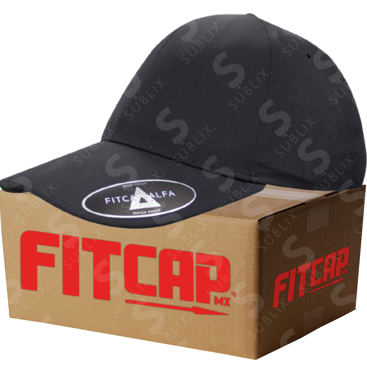 Gorra FitCap Adulto Modelo Alfa No 010 Color Negro (Caja de 6 pzas)