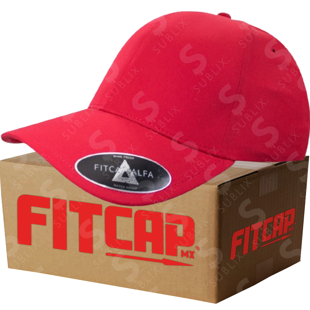 Gorra FitCap Adulto Modelo Alfa No 010 Color Rojo (Caja de 6 pzas)